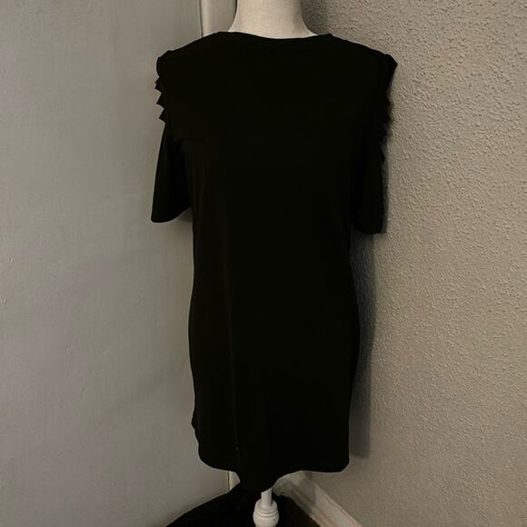 SHEIN Ripped Distressed Black T-Shirt Dress Tunic M Bikercore Rocker Grunge Punk - Picture 1 of 11